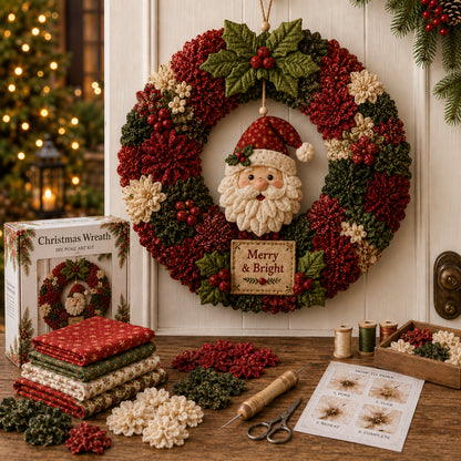 🔥49% Off Last Day -Buy 2+ & Get Free Shipping🎄 3D Fabric Poke Wreath DIY Kit