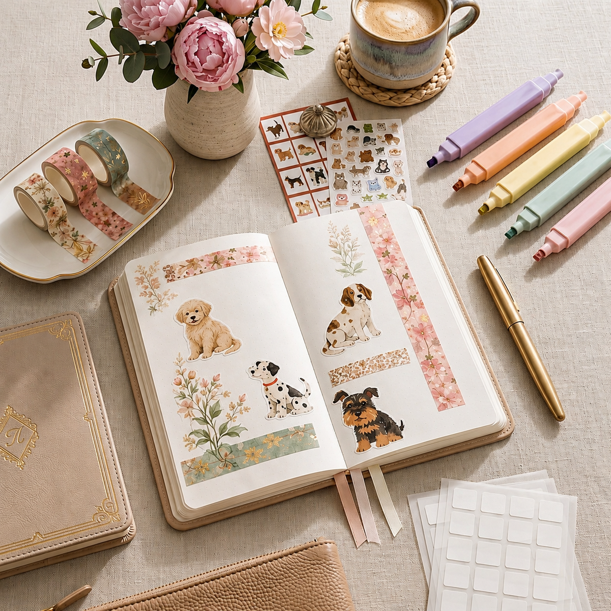 Creative journal desk mood