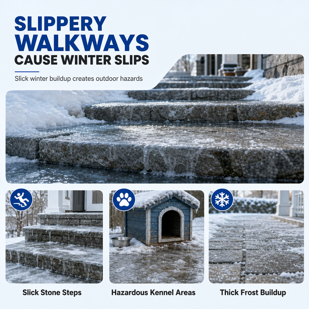 Outdoor De-Icing & Snow Melting Spray – pet-safe, dissolves frost on contact. Clear steps, walkways & patios fast! 🛡️✅